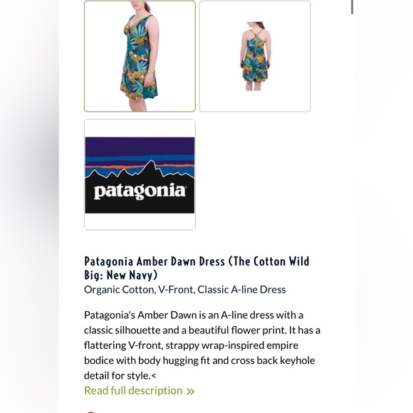 Patagonia Amber Dawn Dress Organic Cotton Wild Big Spanish blue women’s medium - Picture 10 of 11